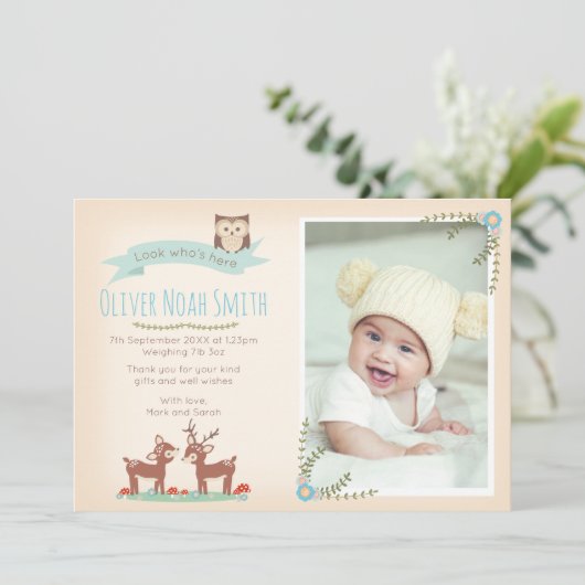 新生児の男の子の発表かサンキューカード サンキューカード (スタンド正面)