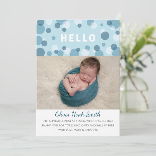 新生児の男の子の発表かサンキューカード サンキューカード (スタンド正面)