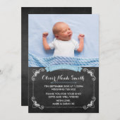 新生児の男の子の発表かサンキューカード サンキューカード (正面/裏面)