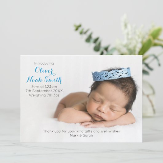 新生児の男の子の発表かサンキューカード サンキューカード (スタンド正面)