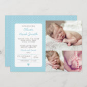 新生児の男の子の発表かサンキューカード サンキューカード (正面/裏面)