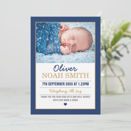 新生児の男の子の発表かサンキューカード 案内状 (スタンド正面)