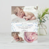 新生児の男の子の発表かサンキューカードA5 案内状 (スタンド正面)