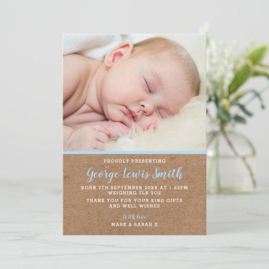 新生児の男の子の誕生の発表かサンキューカード サンキューカード (スタンド正面)