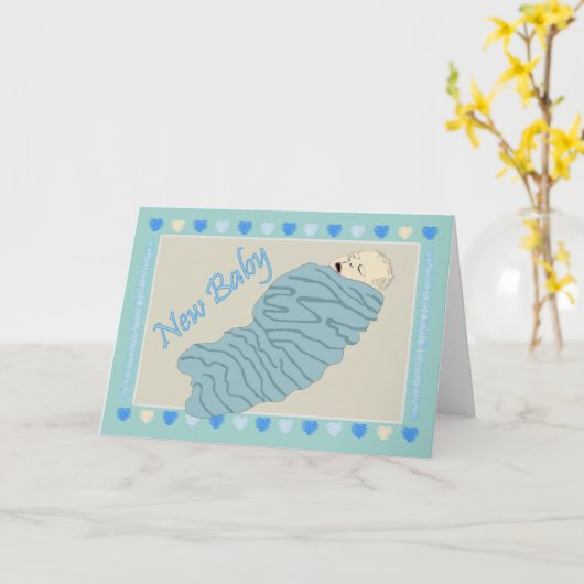 新生児の男の子 カード (黄色い花)