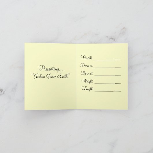 新生児の発表カード 案内状 (内部)