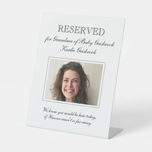 新生児の祖母フォトメモリアル赤ちゃんシャワー 台座サイン (正面)