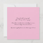 新生児の詩の誕生の発表のピンク 案内状 (裏面)