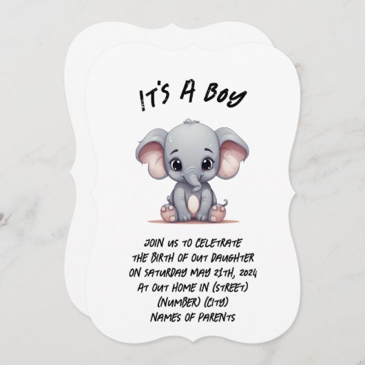 新生児の誕生を発表するカードをカスタマイズする (正面/裏面)