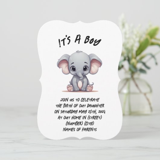 新生児の誕生を発表するカードをカスタマイズする (スタンド正面)