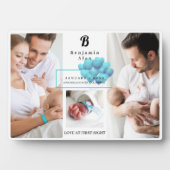 新生児の誕生記念写真コラージュ モノグラム プレート フォトプラーク (正面)