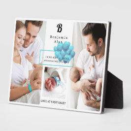 新生児の誕生記念写真コラージュ モノグラム プレート フォトプラーク