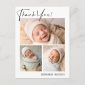 新生児の赤ちゃん男の子の写真 感謝のポストカード ポストカード (正面)
