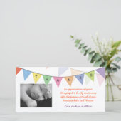 新生児は感謝の旗のフォトカード感謝していしています サンキューカード (スタンド正面)