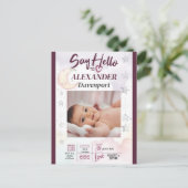 新生児へ編集可能な文字と画像 ポストカード (スタンド正面)