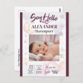 新生児へ編集可能な文字と画像 ポストカード (正面/裏面)