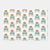 新生児またはベビーシャワーブルーテディベア ラッピングペーパーシート (正面)