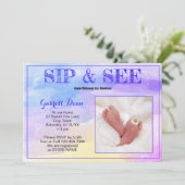 新生児イン紫「Sip and See」写真パーティー 招待状 (スタンド正面)