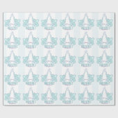 新生児ウェルカム甥の名前ブルーラップ ラッピングペーパー (フラット)