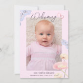 新生児エレガントウェルカムフォトコラージュ誕生 案内状 (正面)