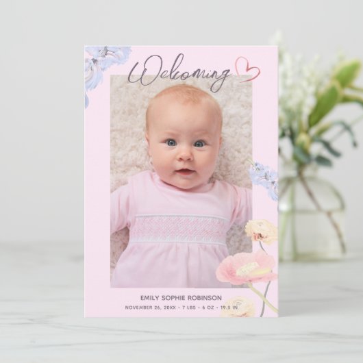 新生児エレガントウェルカムフォトコラージュ誕生 案内状 (スタンド正面)