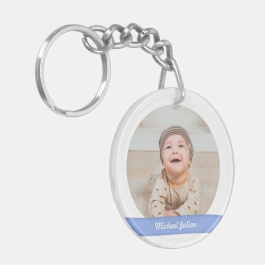 新生児エレガントボーイデート誕生写真Keepsake キーホルダー (正面左)