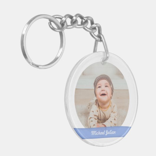 新生児エレガント男の子の双子の写真キープサケ キーホルダー (正面左)