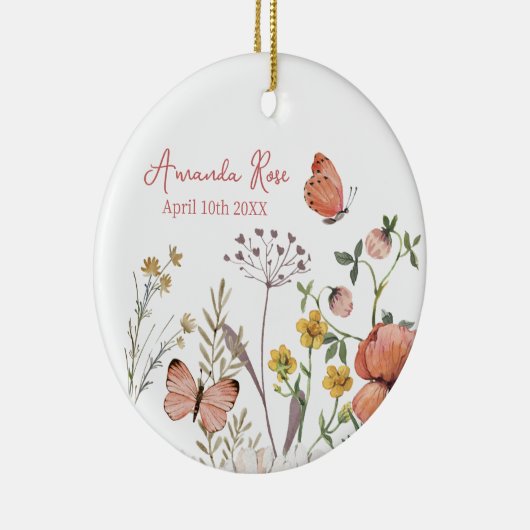 新生児オーナメント誕生日ワイルドフラワー セラミックオーナメント (右)