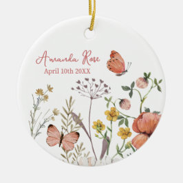 新生児オーナメント誕生日ワイルドフラワー セラミックオーナメント