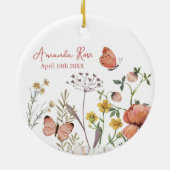 新生児オーナメント誕生日ワイルドフラワー セラミックオーナメント (裏面)