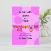 新生児ガールおめでとうカスタマイズ可能カード 招待状 (スタンド正面)