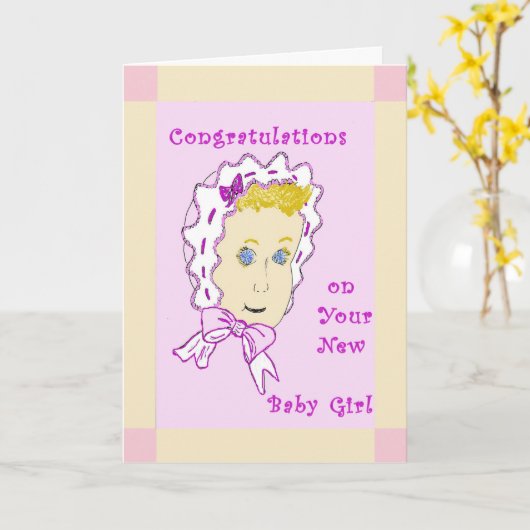 新生児ガールおめでとうカード カード (黄色い花)