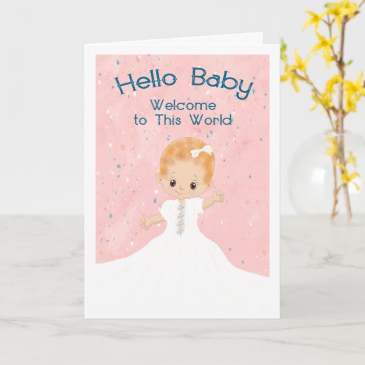 新生児ガールおめでとうカード カード (黄色い花)