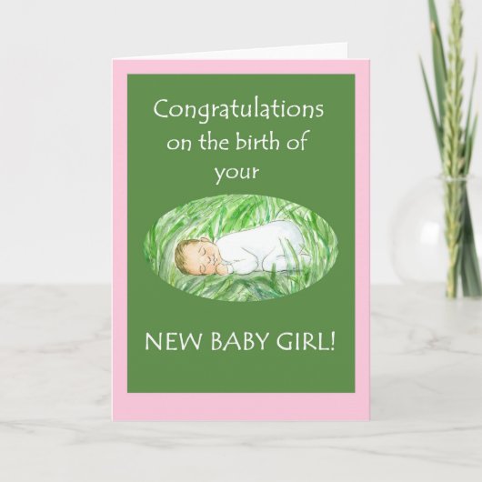 新生児ガールおめでとうカード カード (正面)