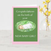 新生児ガールおめでとうカード カード (黄色い花)
