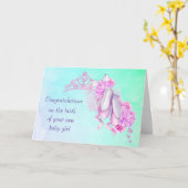 新生児ガールおめでとうバレエをテーマにした カード (黄色い花)