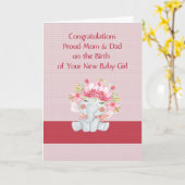 新生児ガールおめでとう可愛い象 カード (黄色い花)