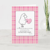 新生児ガールおめでとう宗教小羊 カード (正面)