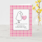 新生児ガールおめでとう宗教小羊 カード (黄色い花)