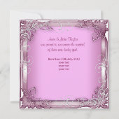 新生児ガールアナウンスピンクシルバー 案内状 (裏面)