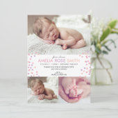 新生児ガールアナウンス/サンキューカードA5 案内状 (スタンド正面)