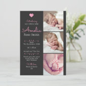 新生児ガールアナウンス/サンキューカードA5 案内状 (スタンド正面)