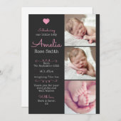 新生児ガールアナウンス/サンキューカードA5 案内状 (正面/裏面)