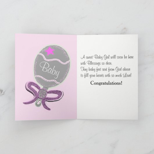 新生児ガールオンザウェイおめでとう カード (内部)