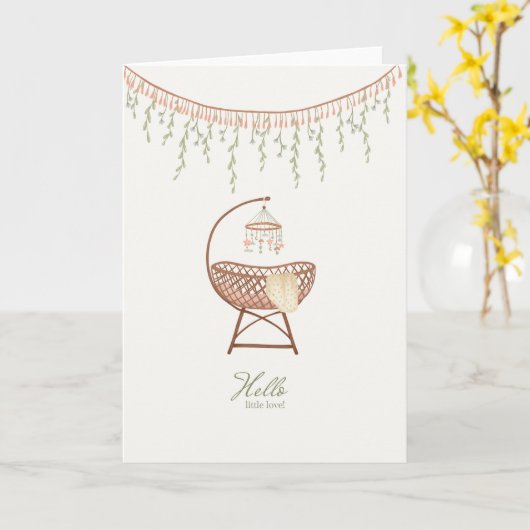 新生児ガールスウィートボホクリブゲイティカード カード (黄色い花)