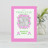 新生児ガールトリプレットアナウンスメントフォトカード 案内状 (スタンド正面)