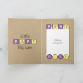 新生児ガールビッグラブラストラスティックパープルイエロー カード (内部)