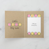 新生児ガールビッグラブラストラスティックピンクイエロー カード (内部)