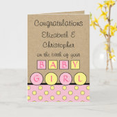 新生児ガールビッグラブラストラスティックピンクイエロー カード (黄色い花)