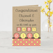 新生児ガールビッグラブ素朴なコーラルイエロー カード (黄色い花)